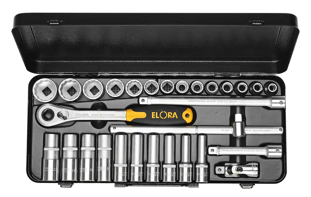 Steckschlüssel-Satz 1/2", Zwölfkant, 29-teilig 10-32 mm, ELORA-770-LTU Begrenztes Angebot